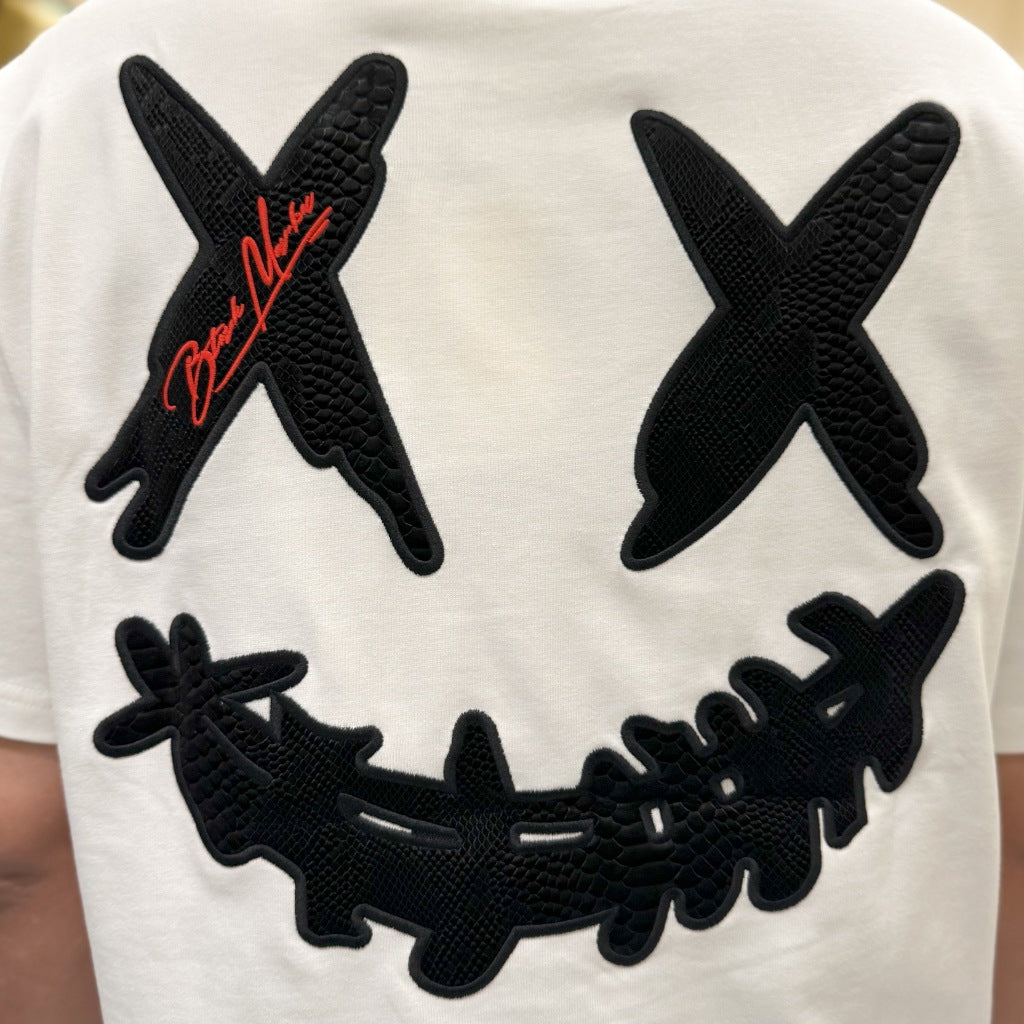 RIC Ricky is Clown Black Mamba Diablo Snakeskin Embroidery White Tee