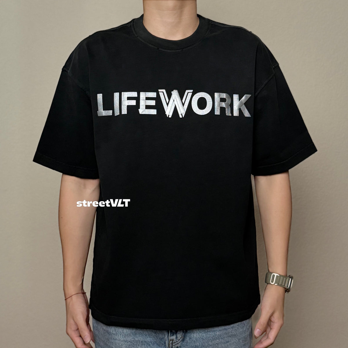 Life Work Korea Tape Graphic Vintage Tee