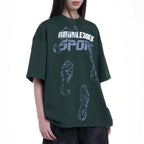 Doubleback Shoeprint Oversized Dark Green Tee