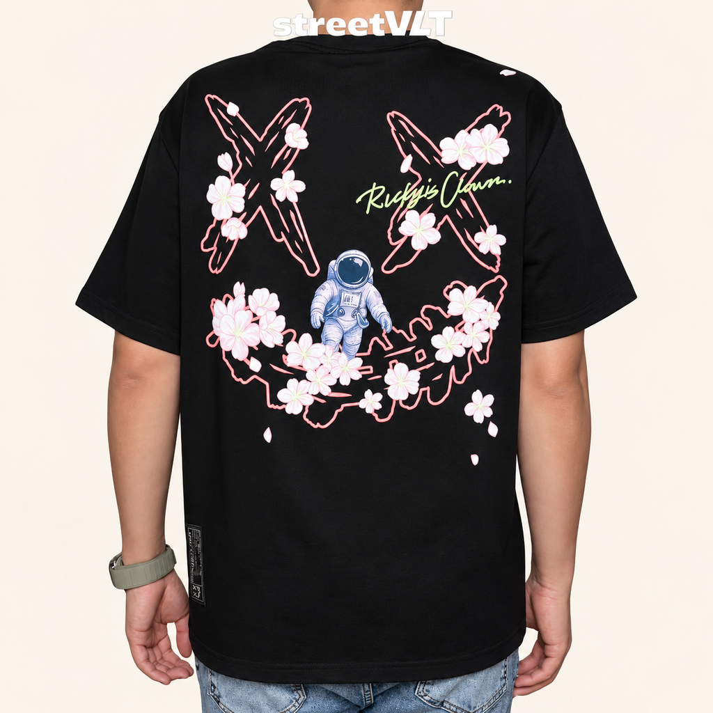 RIC Ricky Is Clown Floral Shadows Weave Through Torn Smiley Tee Original