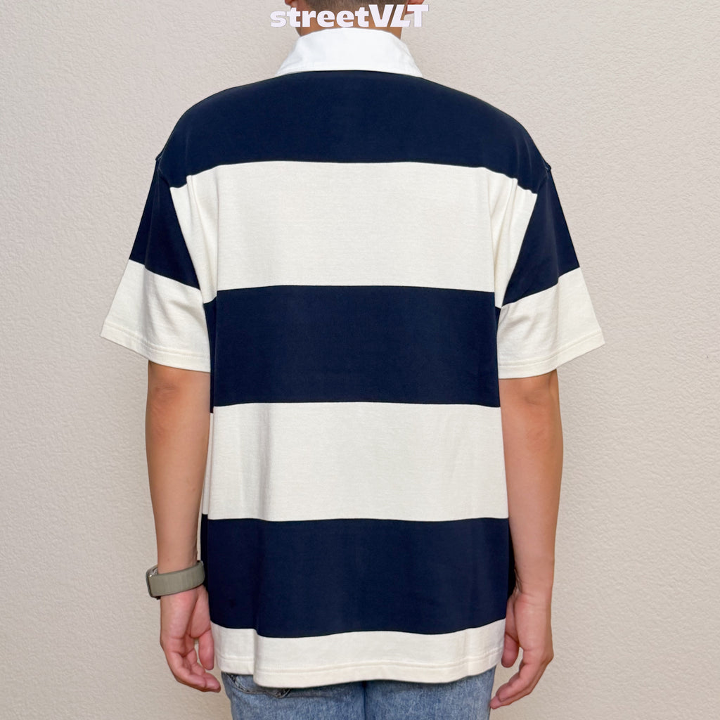 Gro Grocery Emblem Embroidery Logo Stripe Polo Shirt