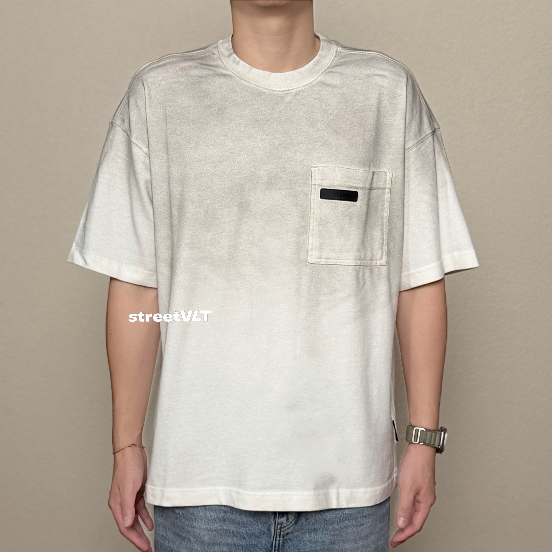 Life Work Korea Vintage Spray Pocket White Tee
