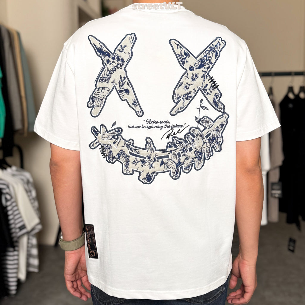 Ricky is Clown Blue and White Porcelain Applique Embroidered Tee Original