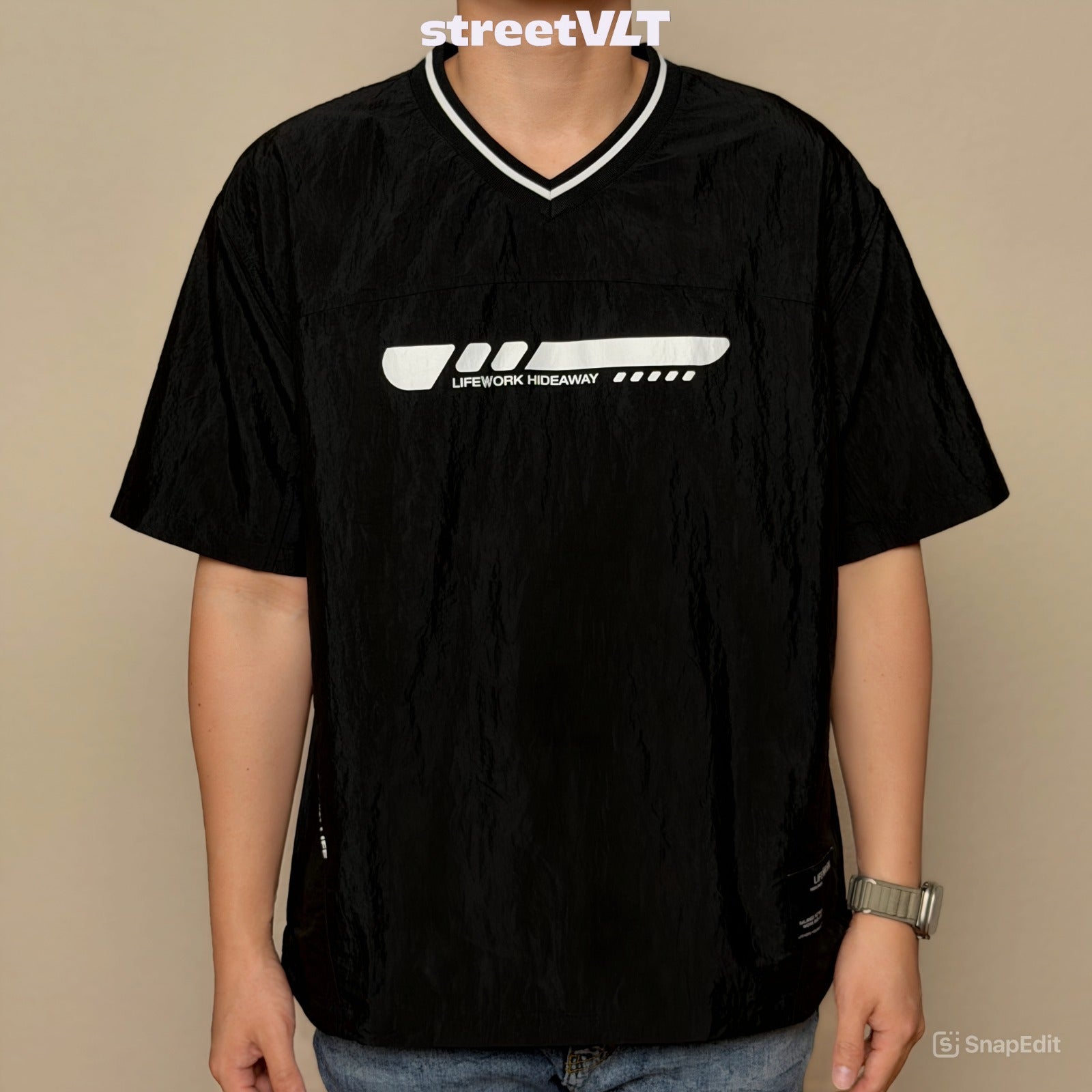 Life Work Korea V-Neck Nylon Tee