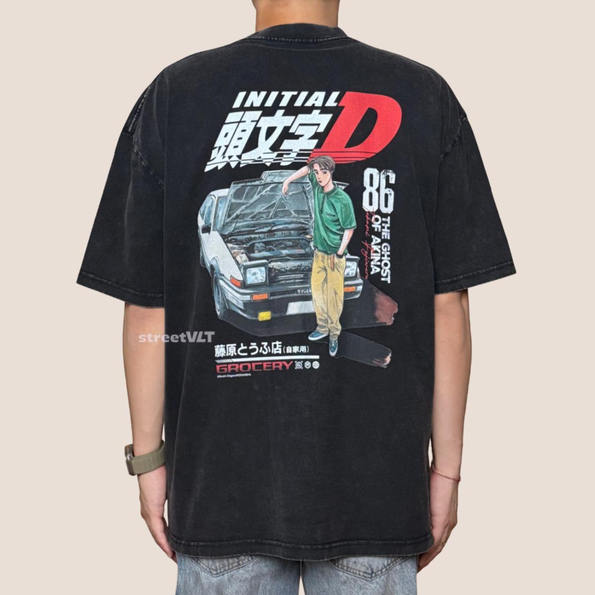Gro Grocery Tarmac Initial D Takumi Fujiwara AE86 Washed Graphic Tee