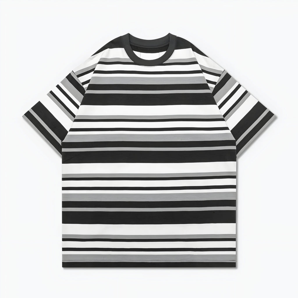 Gro Grocery 001 Invoice Stripe Multi Black Tee