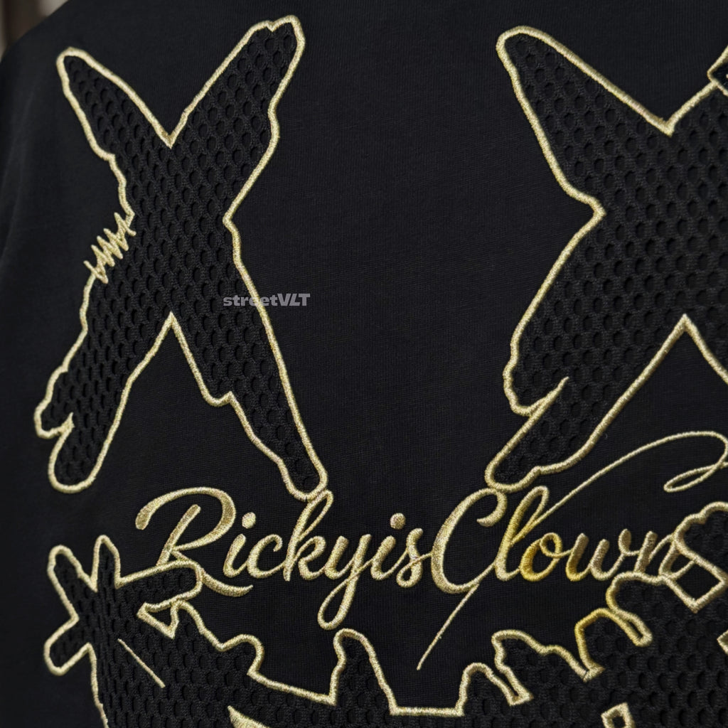 Ricky is Clown Black and Gold Mesh Tee