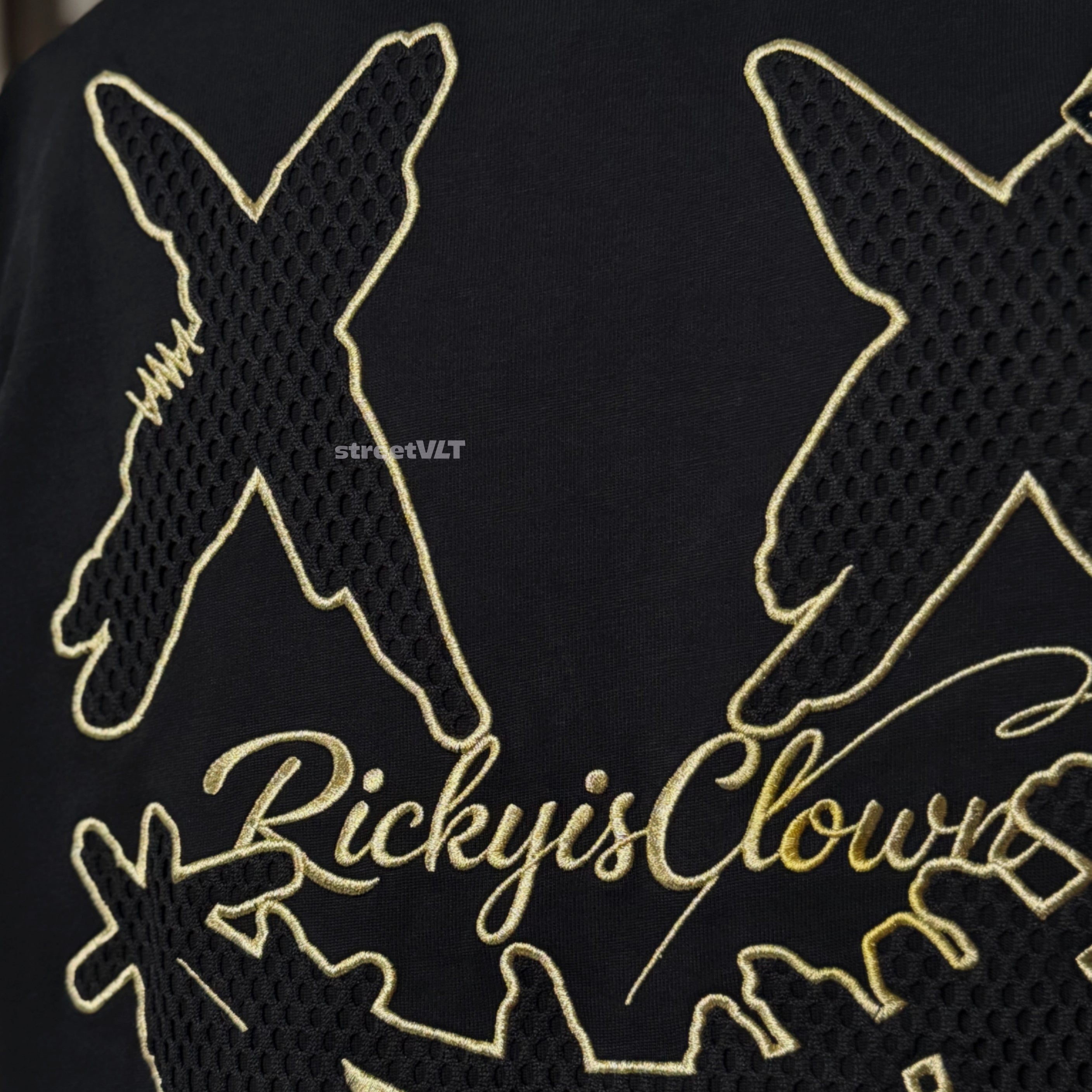 Ricky is Clown Black and Gold Mesh Tee