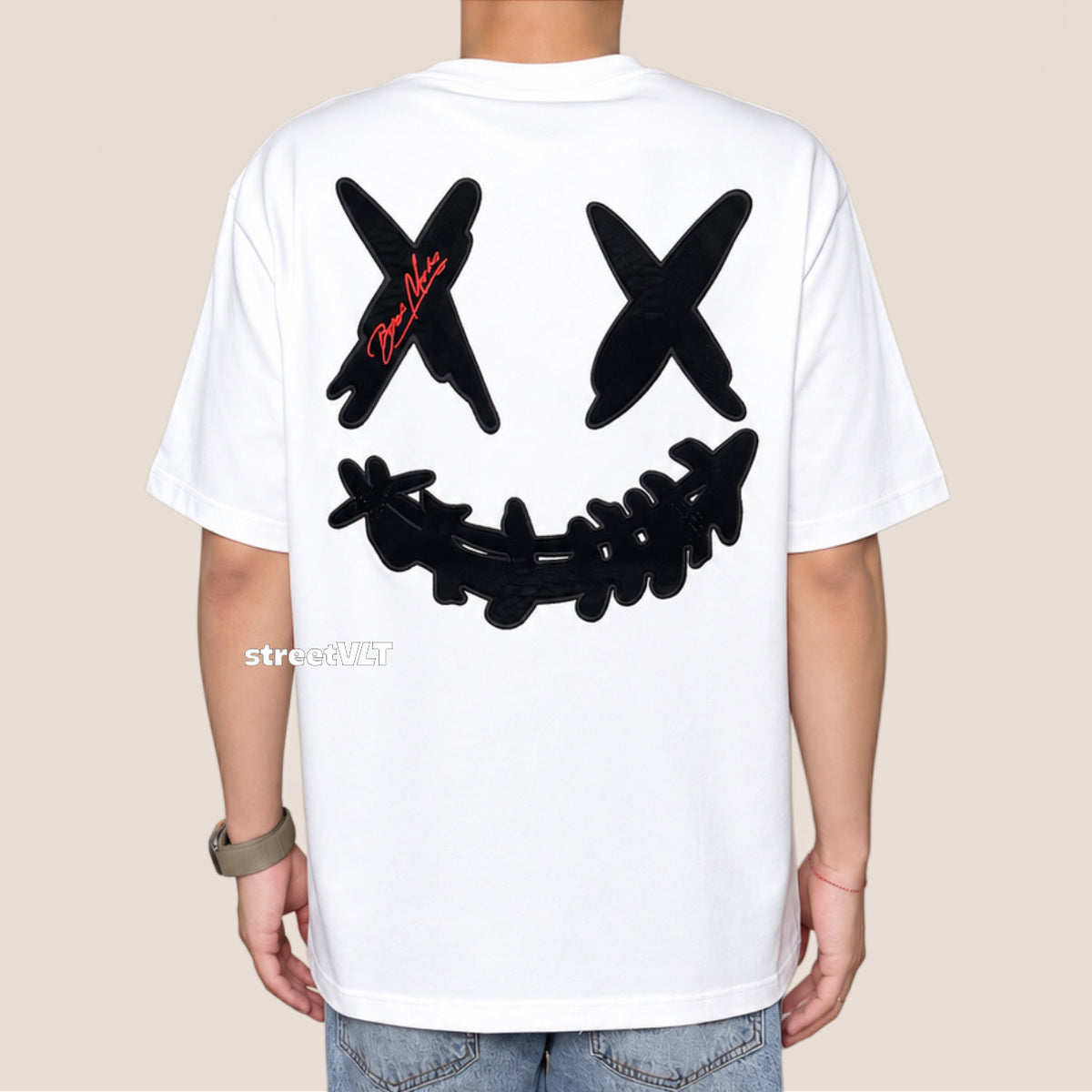 RIC Ricky is Clown Black Mamba Diablo Snakeskin Embroidery White Tee