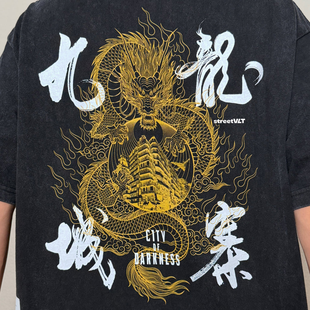 Gro Grocery City of Darkness Golden Dragon Washed Graphic Boxy Tee