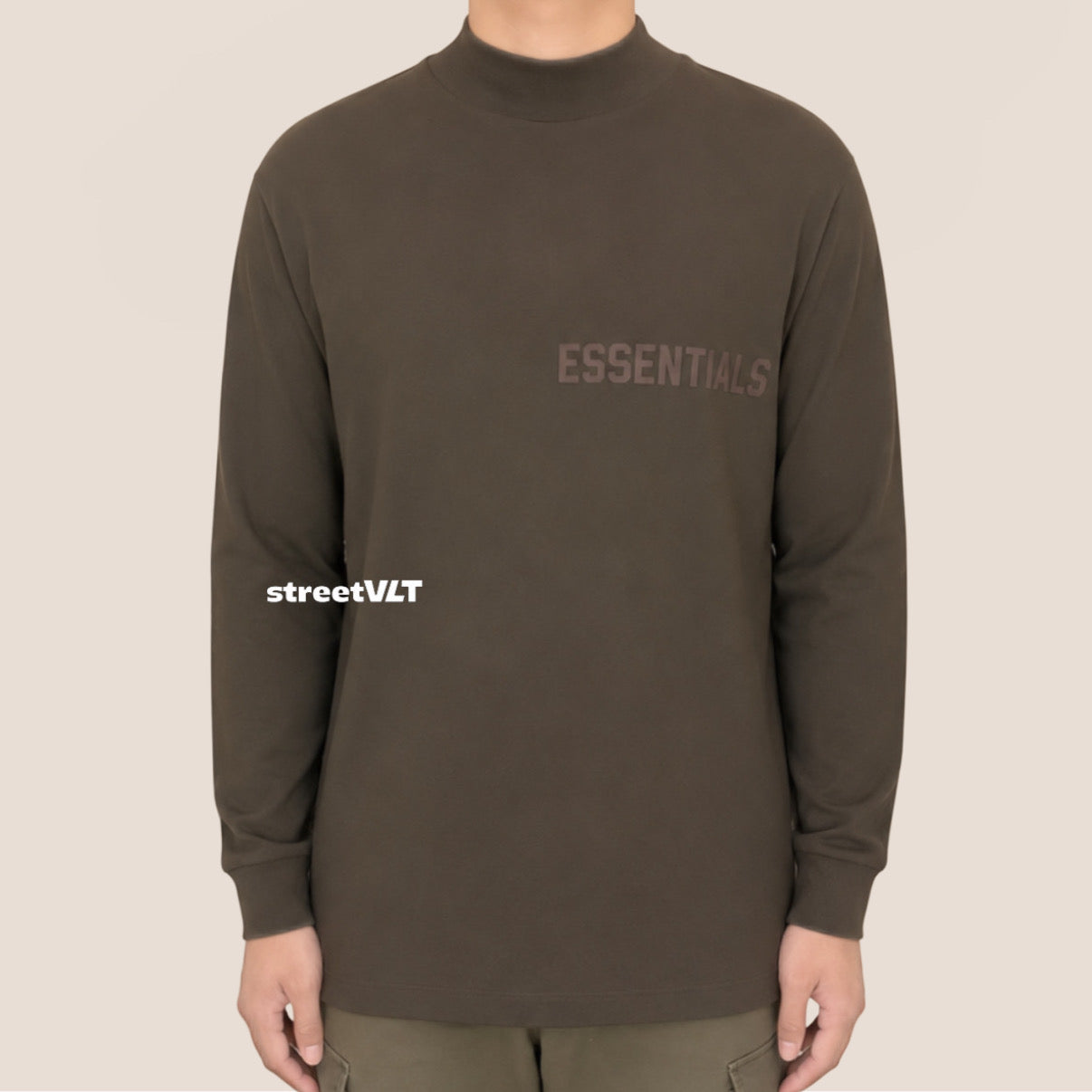 Essentials Off Black Long Sleeve Crewneck Tee