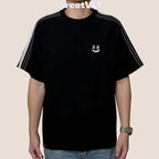 Ricky is Clown Raglan Chain Stripes Embroidered Tee