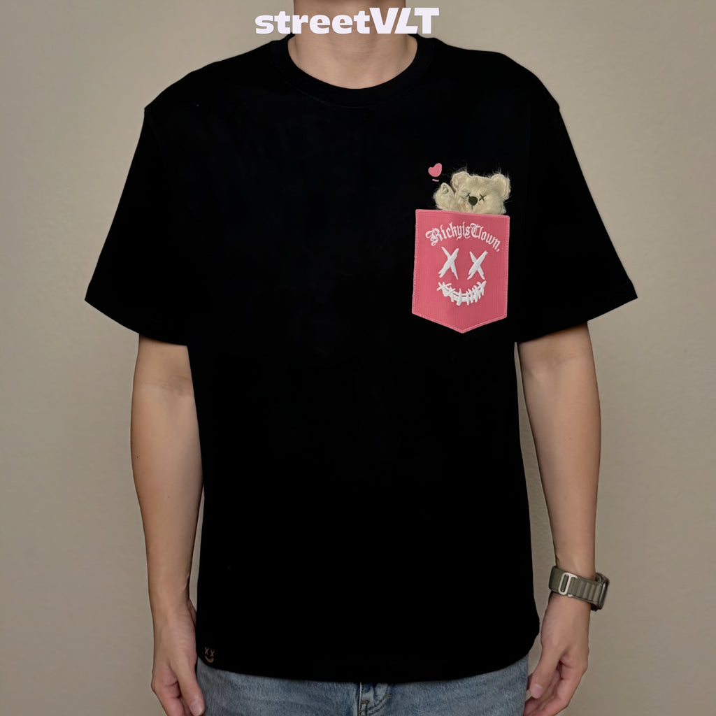 Ricky is Clown Hug Bear Pocket Tee