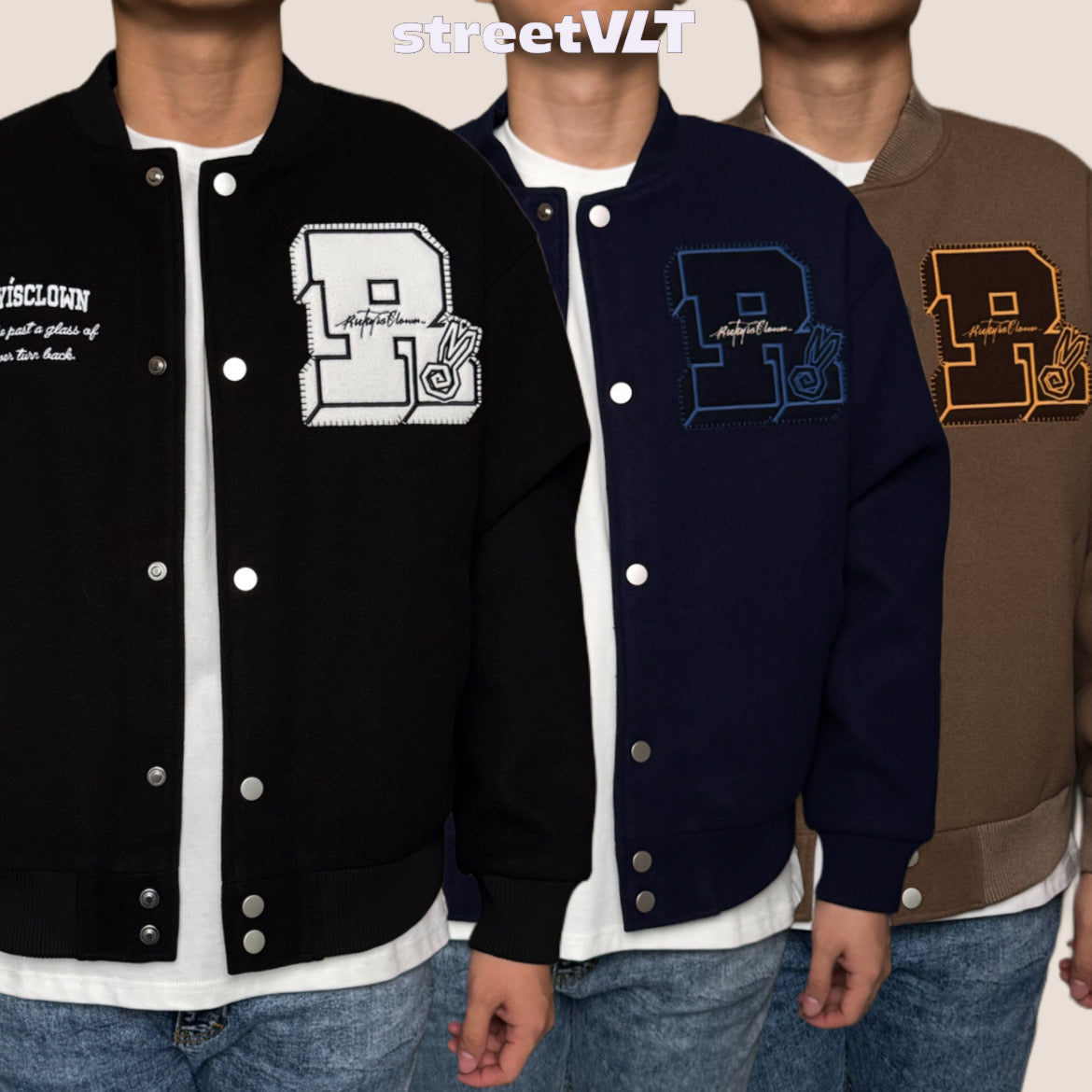 Ricky is Clown Swirl Bunny Wool Varsity Jacket