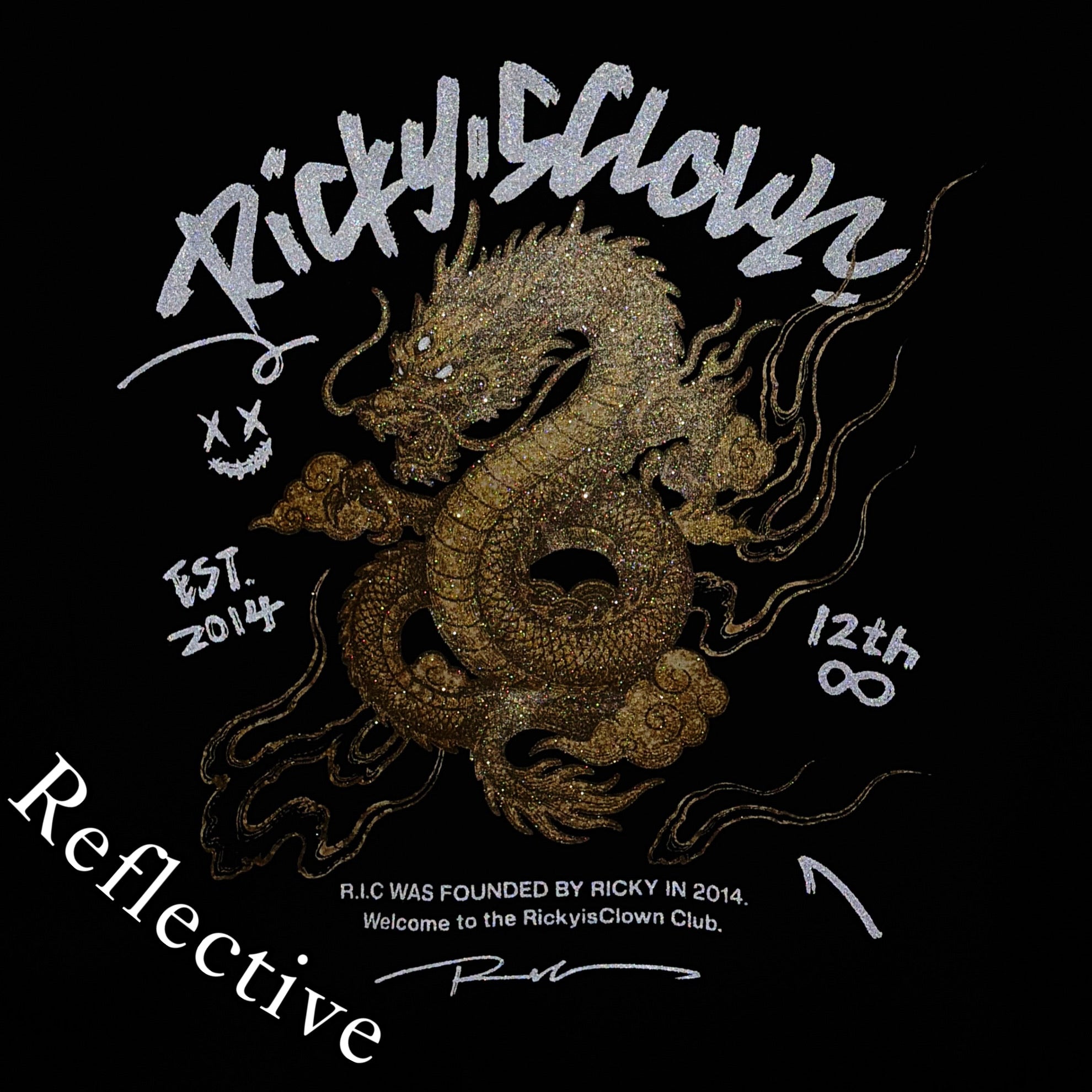Ricky is Clown Gold Powder Dragon Embroidered Tee