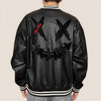 Ricky is Clown Black Mamba Snakeskin Embroidered Crocodile Varsity Jacket