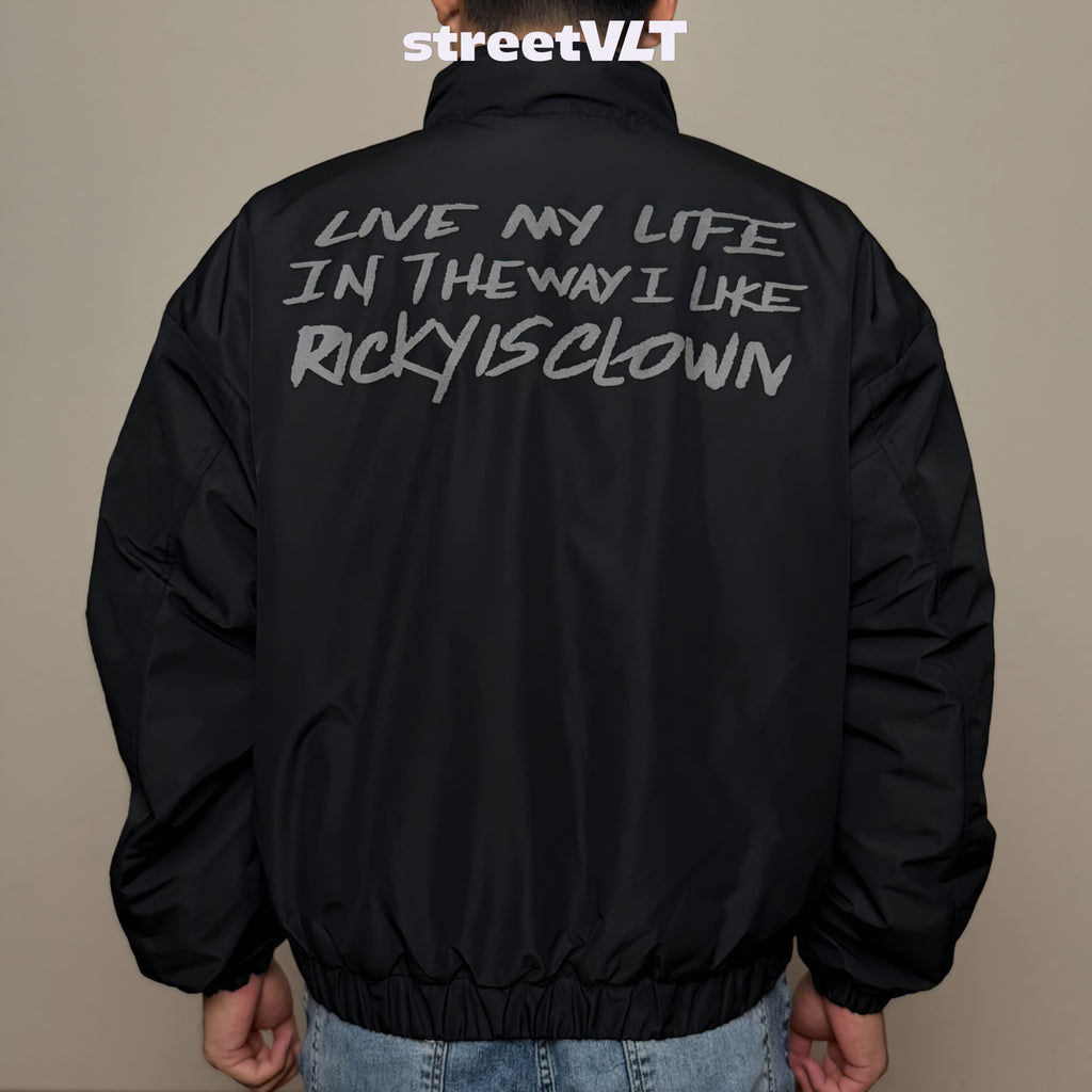 Ricky is Clown Vinyl Record Quilted Boxy Varsity Jacket