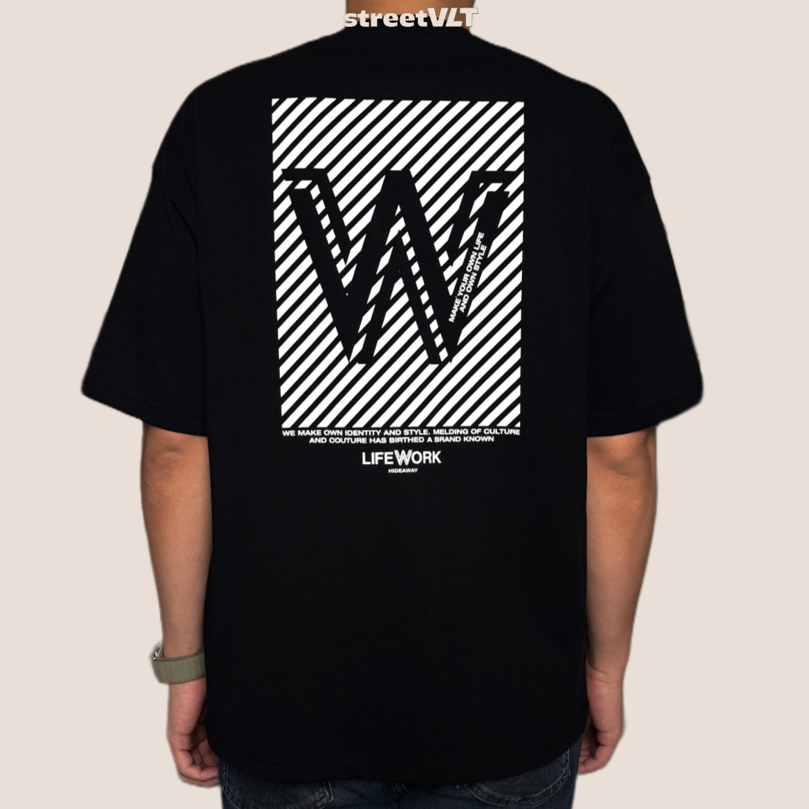 Life Work Korea W Stripe Logo Tee