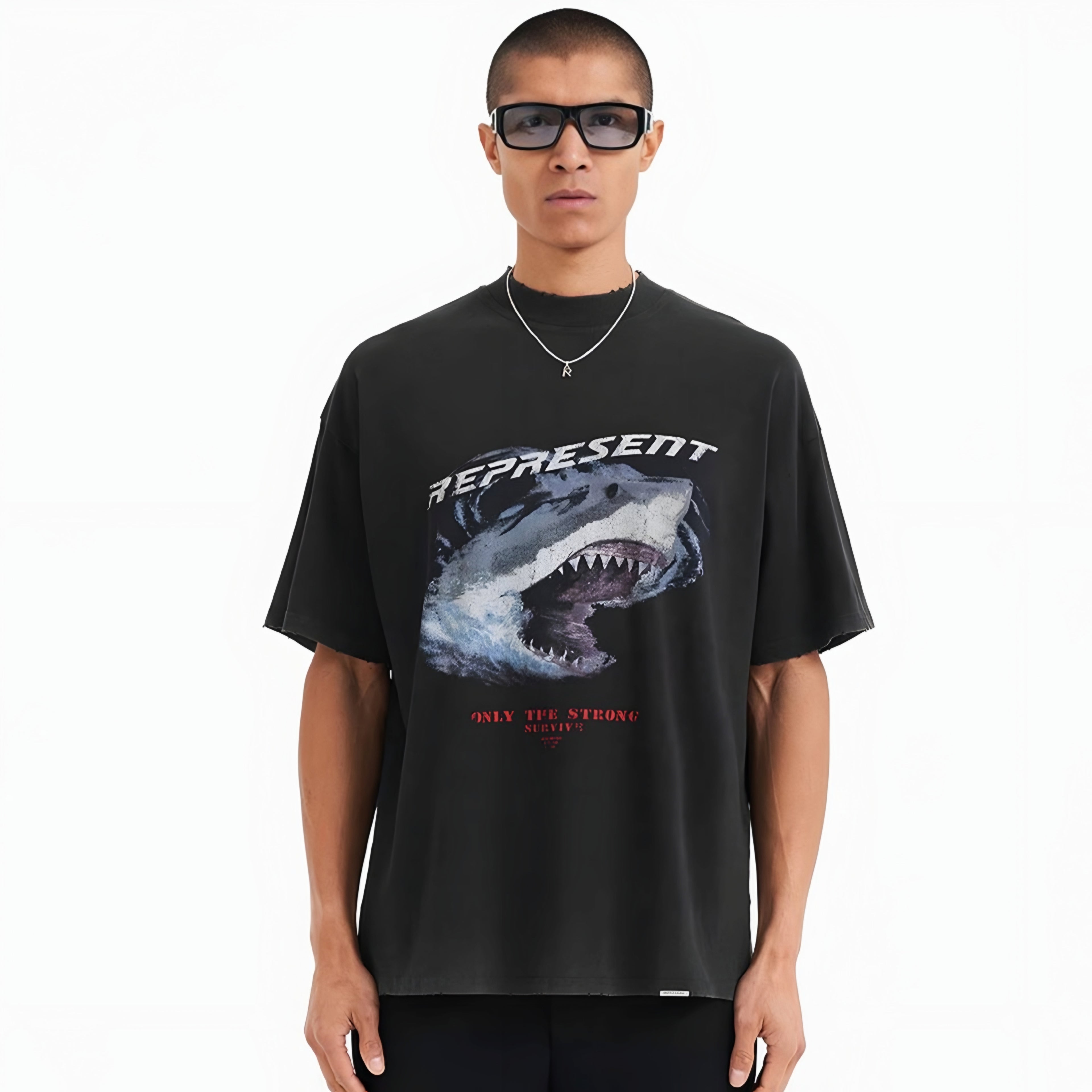 Represent UK Only The Strong Survive Vintage Black Tee