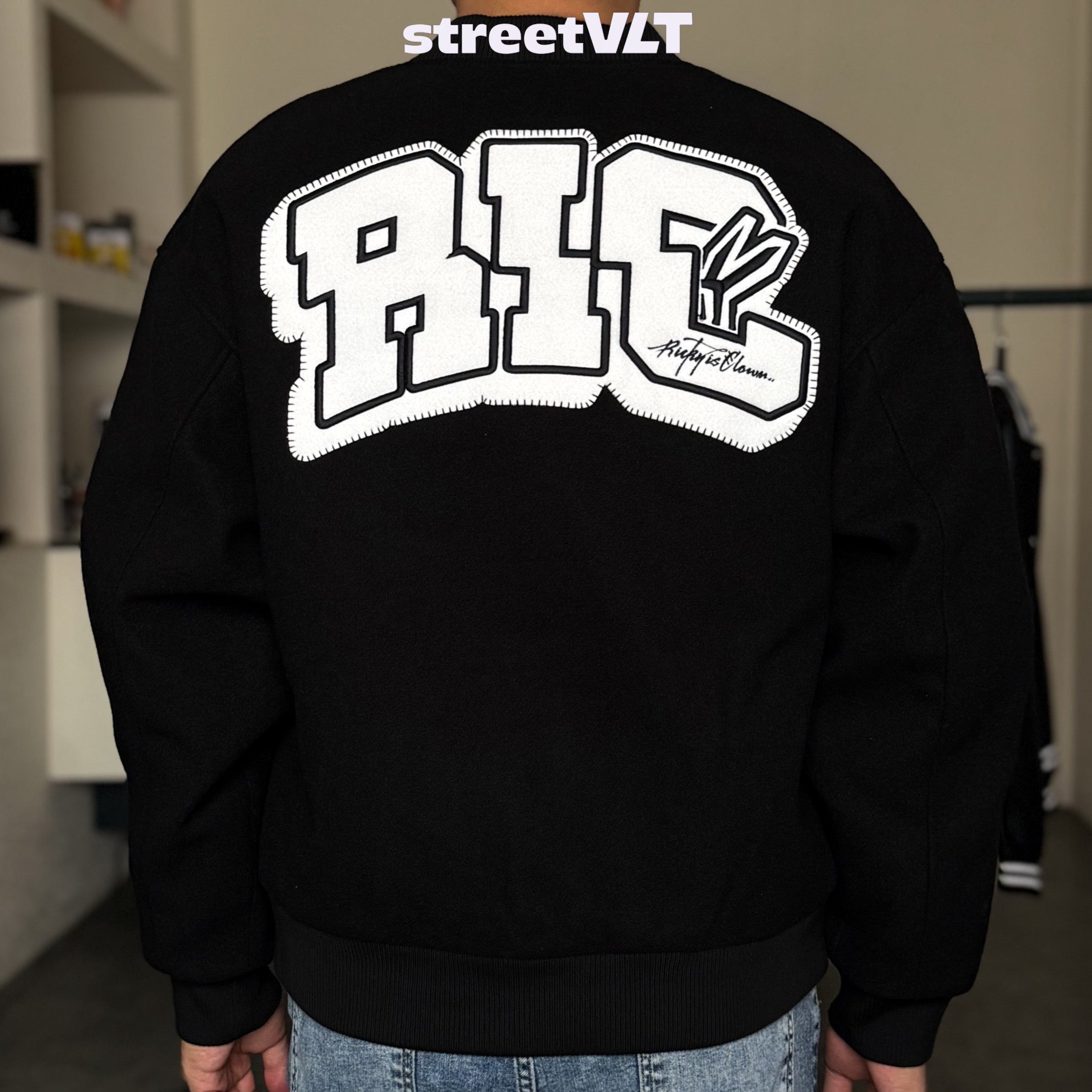 Ricky is Clown Swirl Bunny Wool Varsity Jacket