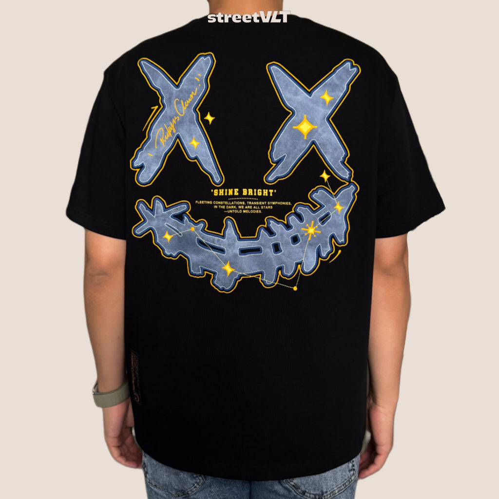 Ricky is Clown Azure Spark Blue Starburst Embroidered Tee