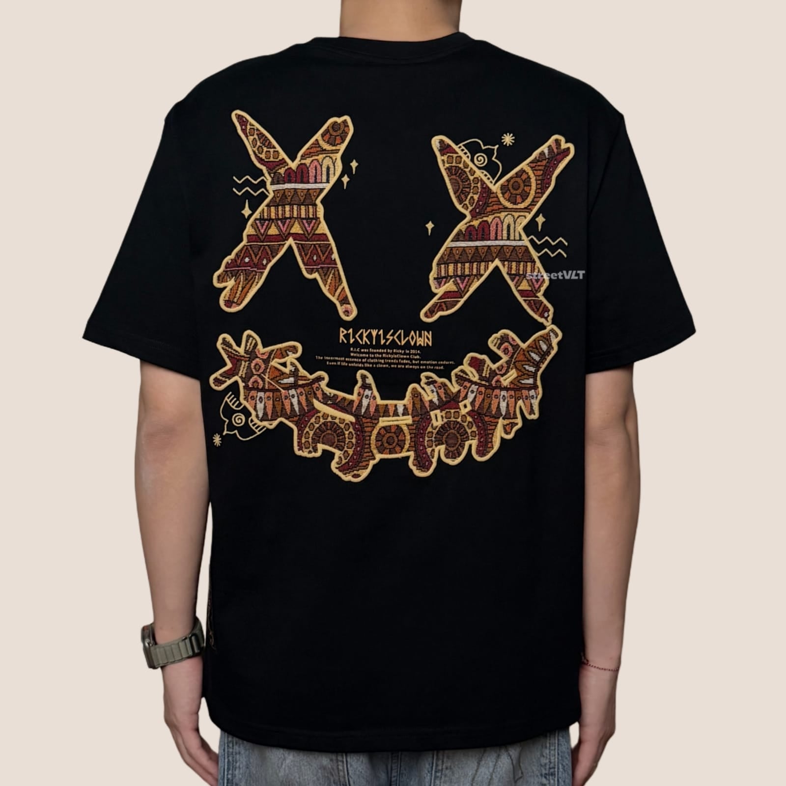 Ricky is Clown Sun Tribe Embroidered Applique Tee
