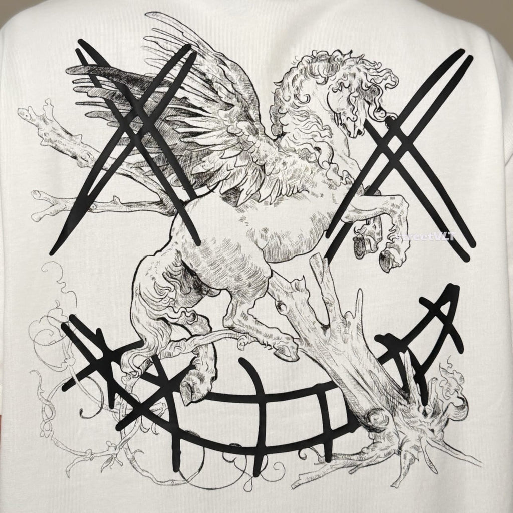 Ricky Is Clown Pegasus Gold Horse White Tee