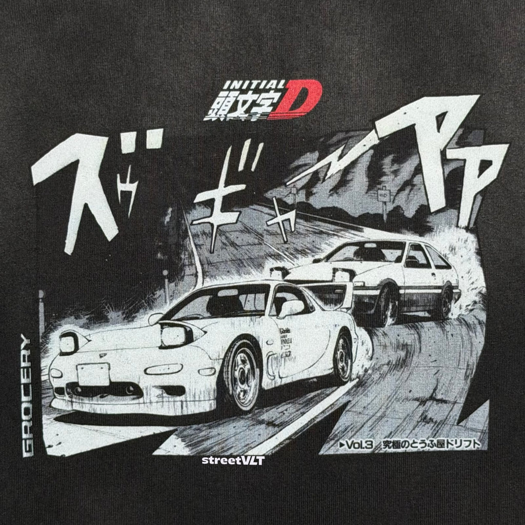 Gro Grocery Tarmac Initial D 86 vs FD Washed Graphic Tee