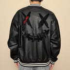 Ricky is Clown Black Mamba Snakeskin Embroidered Crocodile Varsity Jacket