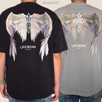 Life Work Korea Wing Print Garment Dyed Grey Tee