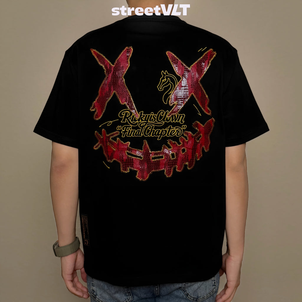Ricky is Clown Red and Gold Horse Patchwork Tee