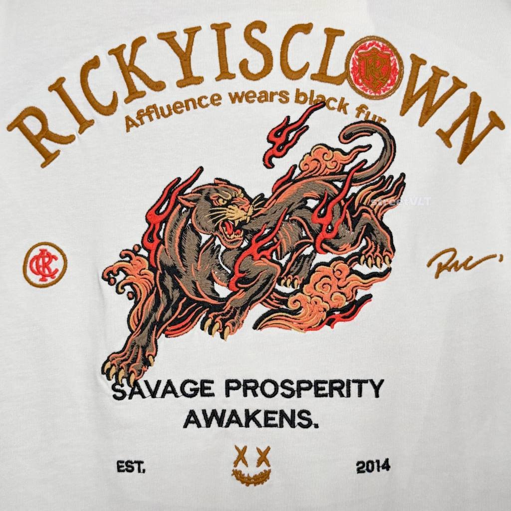 Ricky is Clown Fire Leopard Embroidered Tee