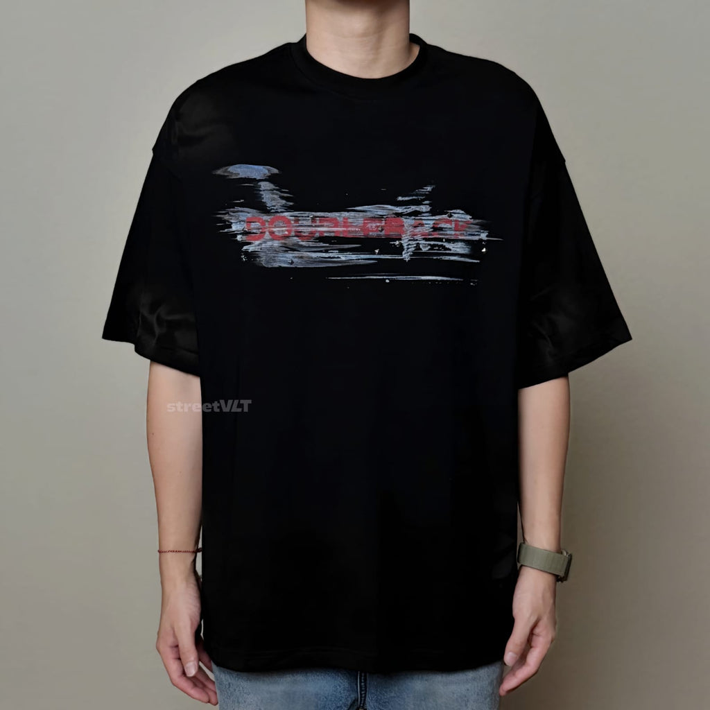 Doubleback Car Paint Scratch Oversized Black Tee