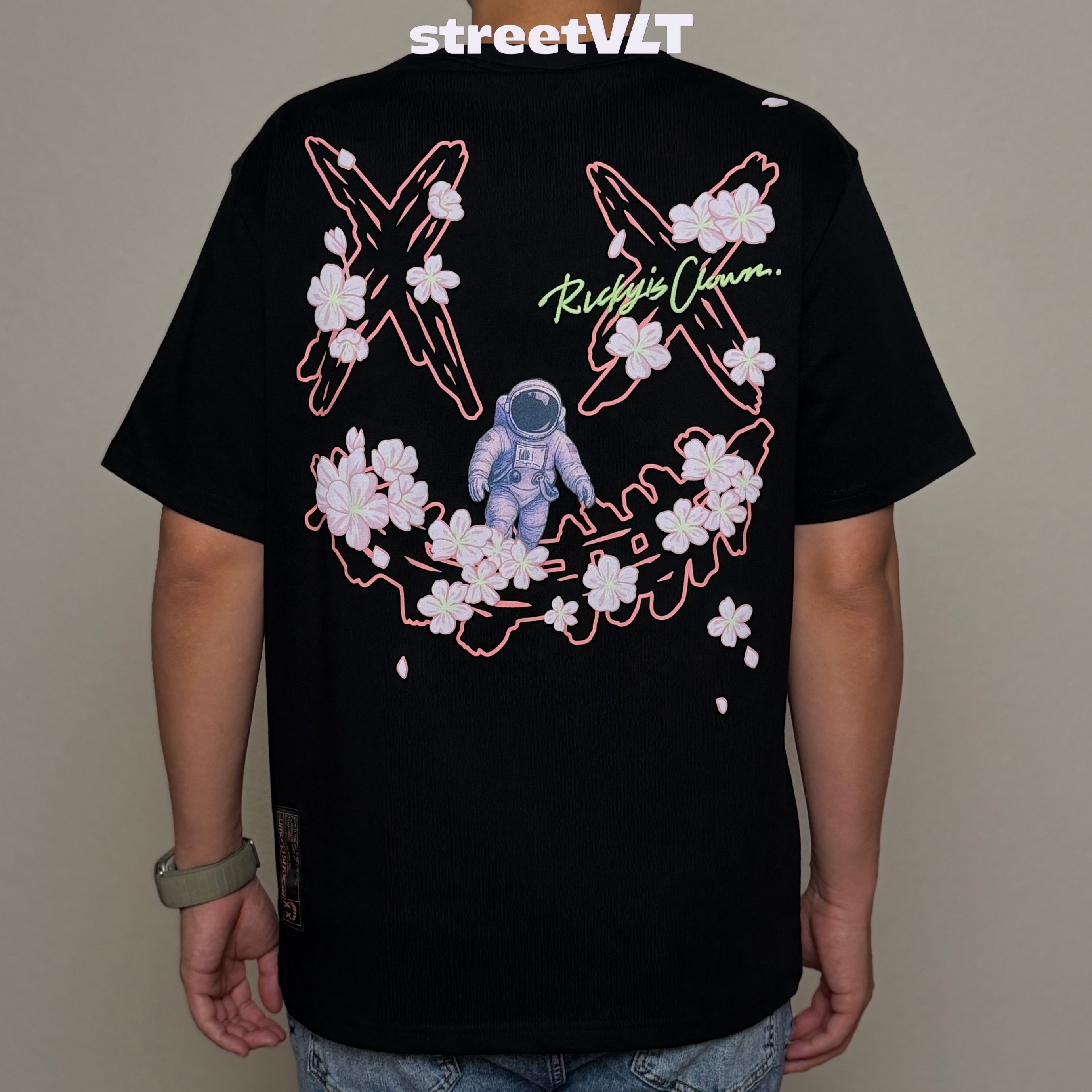 Ricky Is Clown Floral Shadows Weave Through Torn Smiley Tee