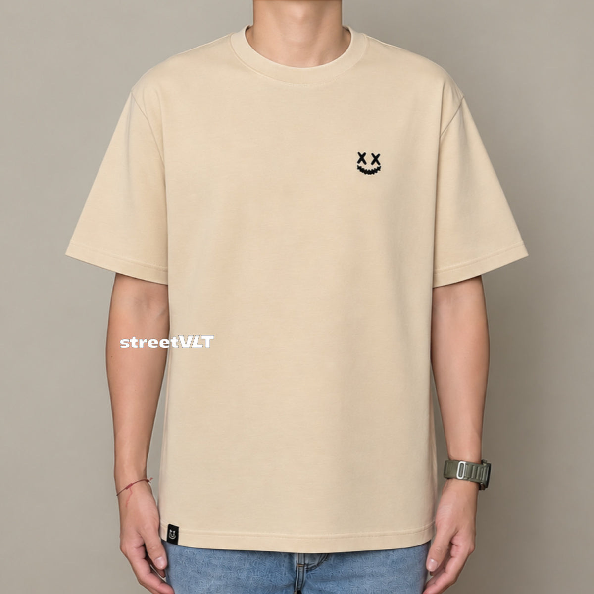 Ricky is Clown Basic Rip Logo Embroidered Khaki Tee