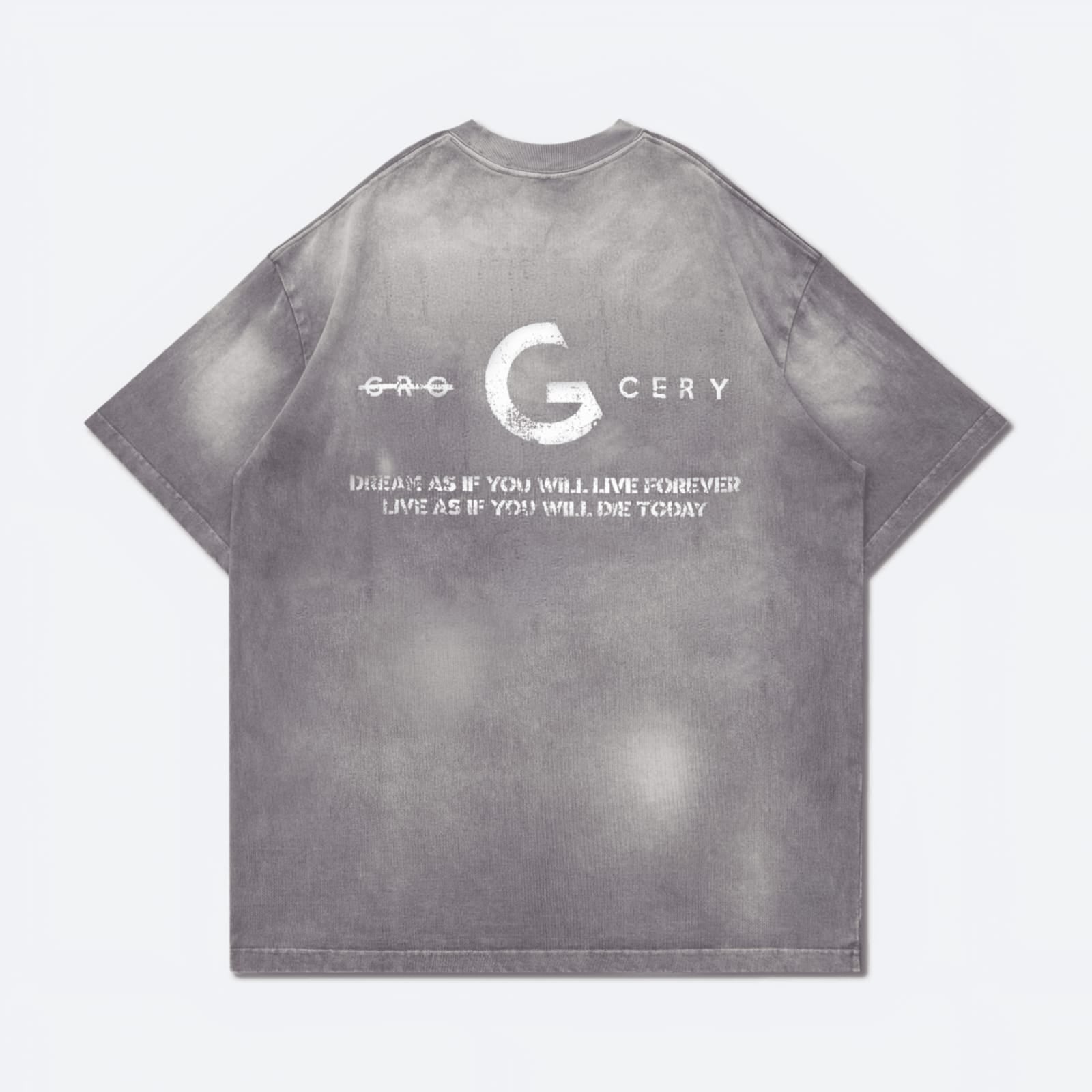 Gro Grocery Dirty Washed Painted Slogan Tee