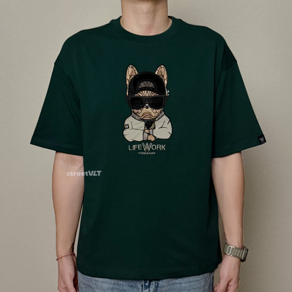 Life Work Korea Cross Arm Hipdog Applique Tee
