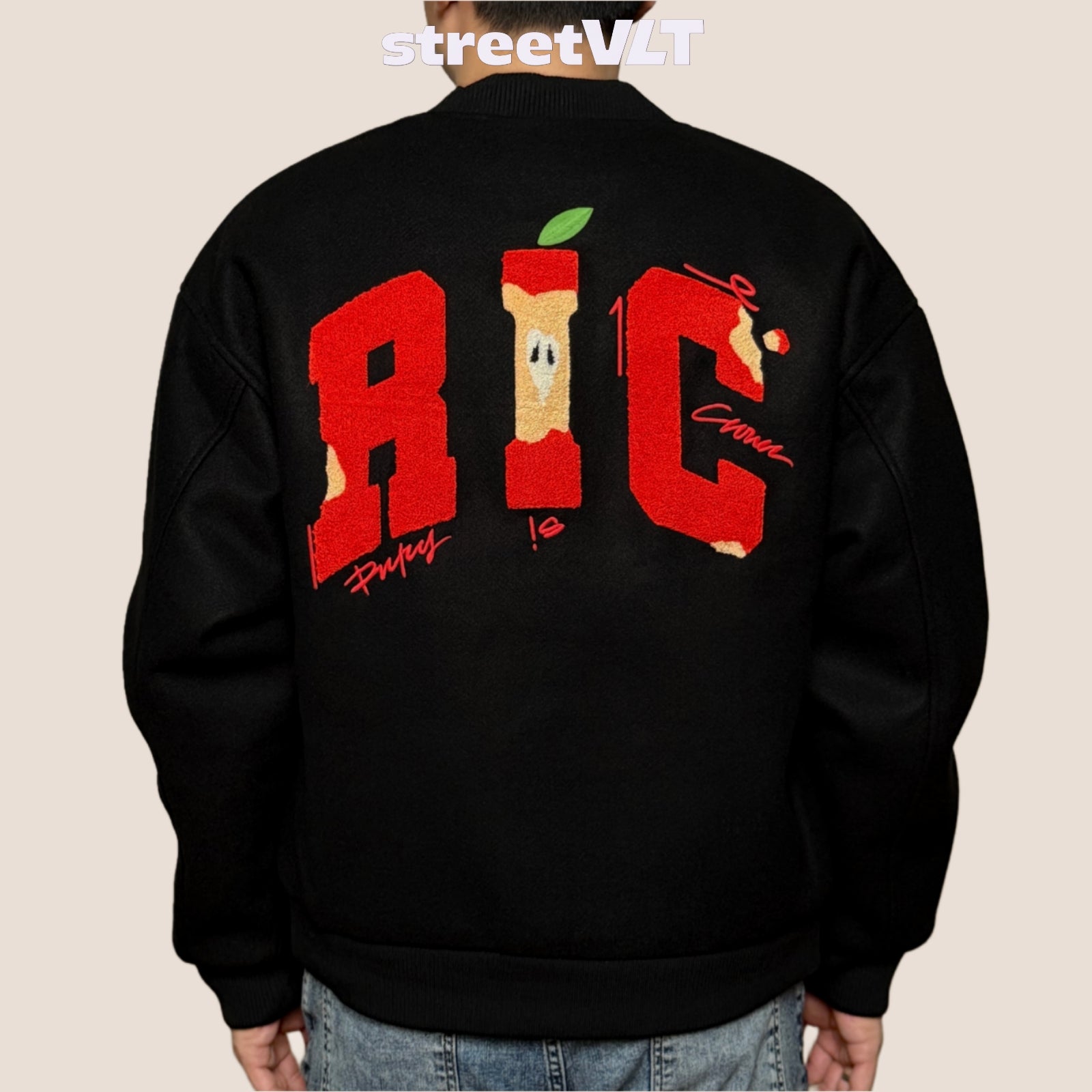 Ricky is Clown Bitten Apple Baseball Varsity Jacket