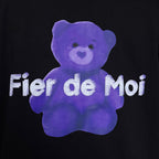 Fier De Moi Purple Bear White Logo Tee