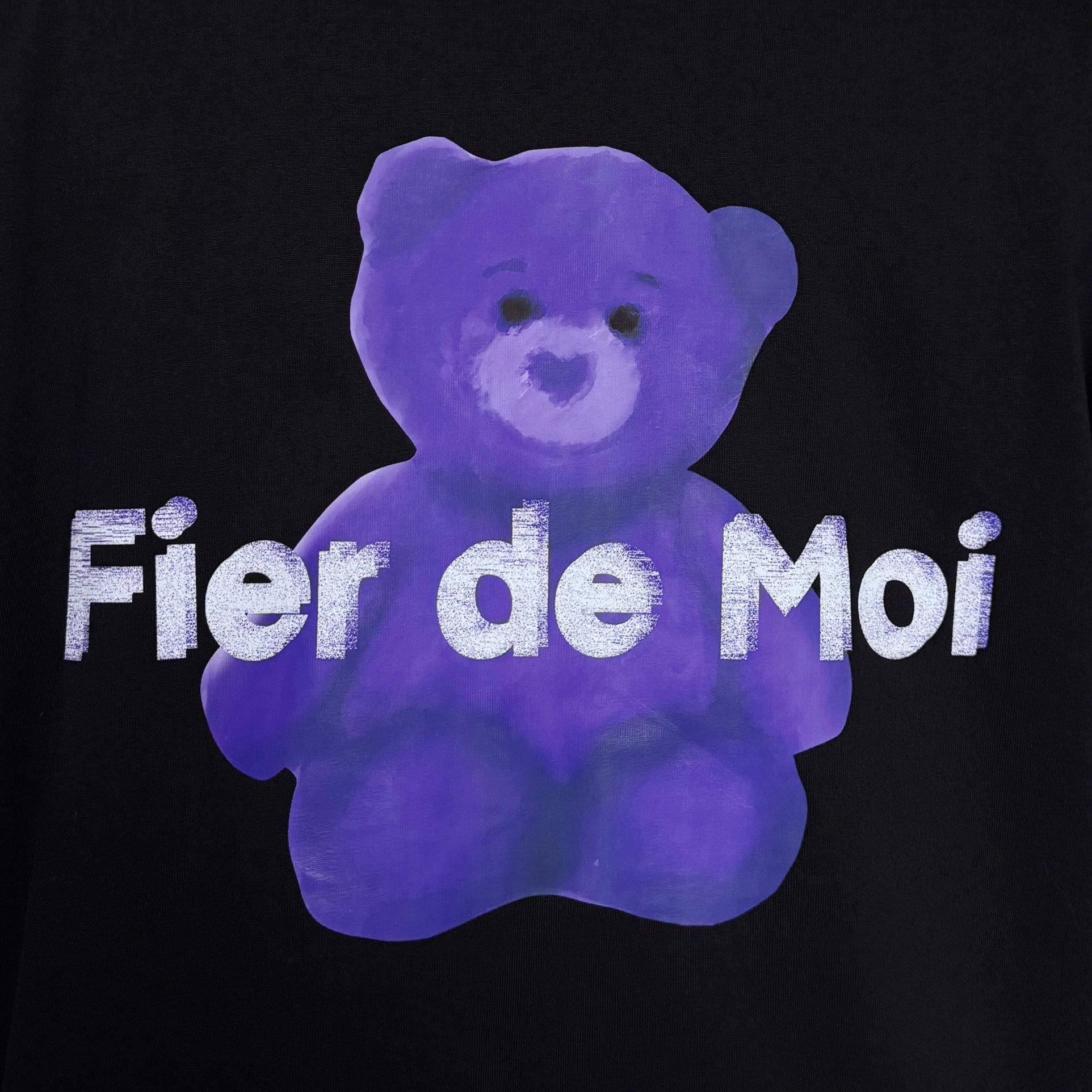 Fier De Moi Purple Bear White Logo Tee