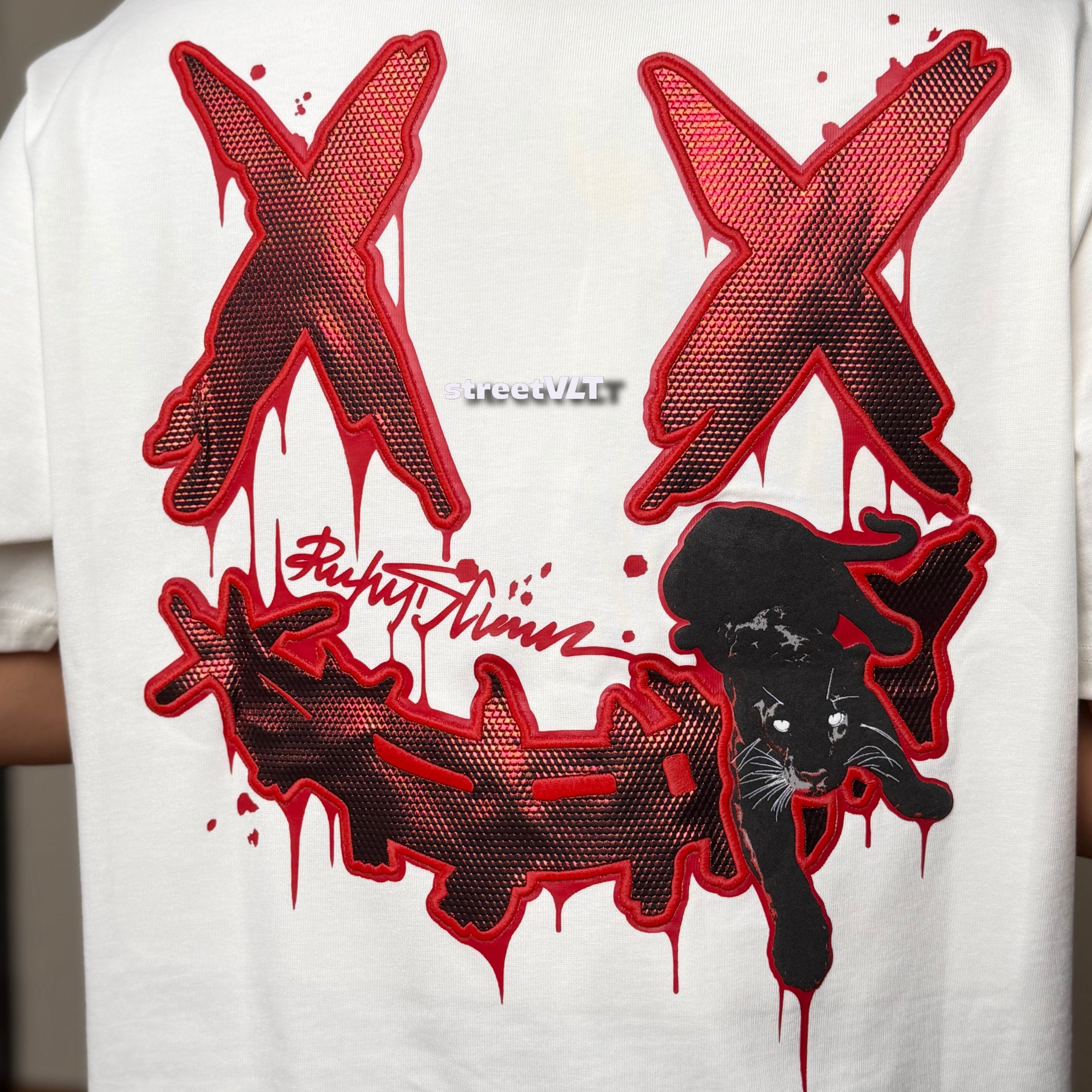 Ricky is Clown Bloody Black Panther Patch Embroidered Tee