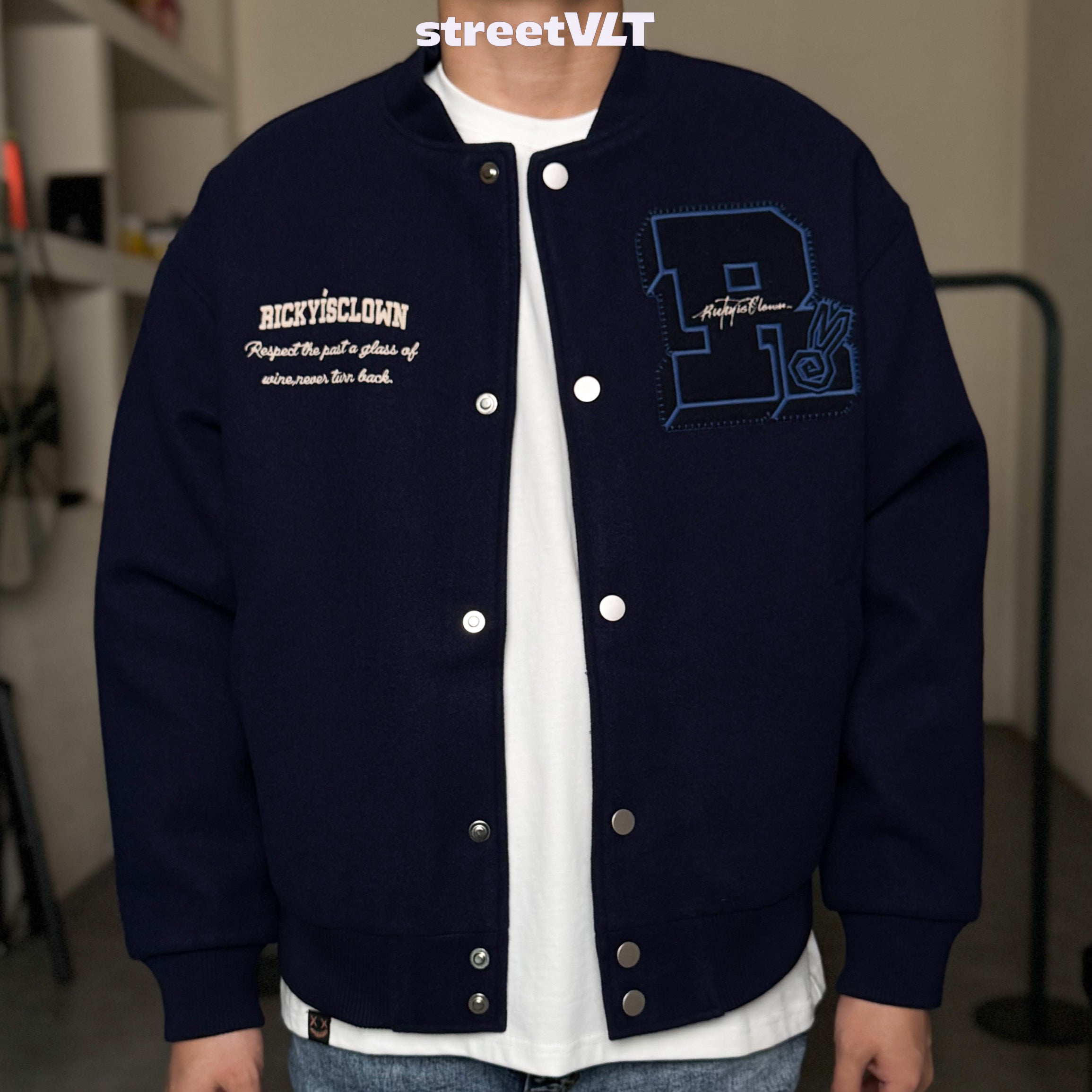 Ricky is Clown Swirl Bunny Wool Varsity Jacket