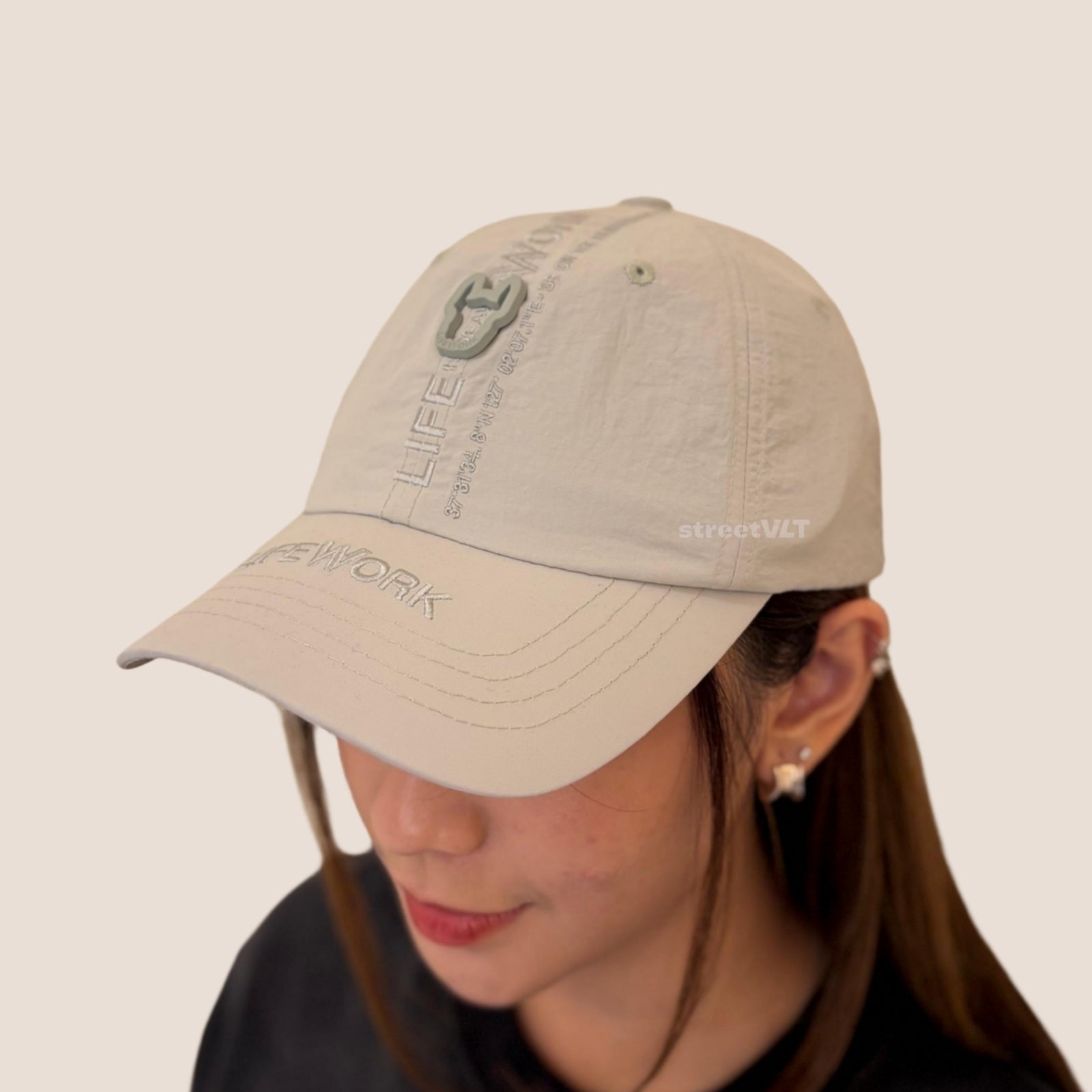 Life Work Korea Metal Washer Embroidered Light Grey Cap