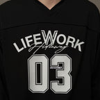 Life Work Korea Mesh block V-neck Jersey Tee