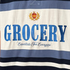 Gro Grocery College Logo Stripe Polo Shirt