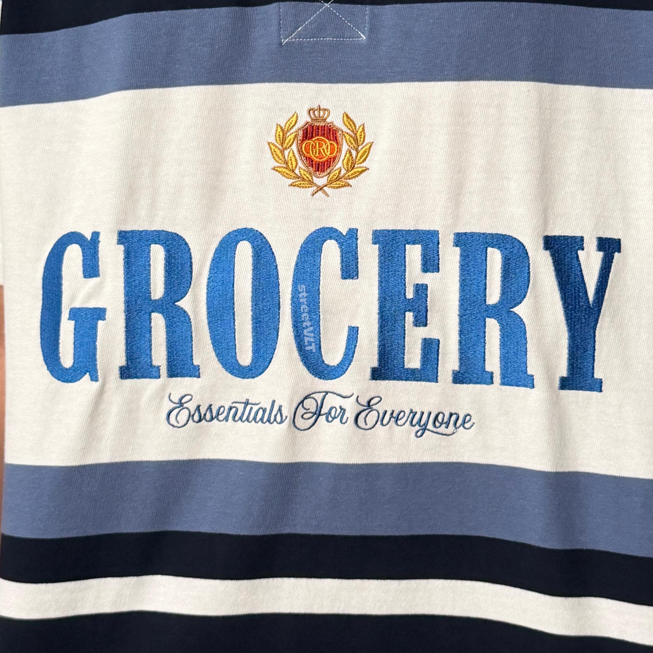 Gro Grocery College Logo Stripe Polo Shirt