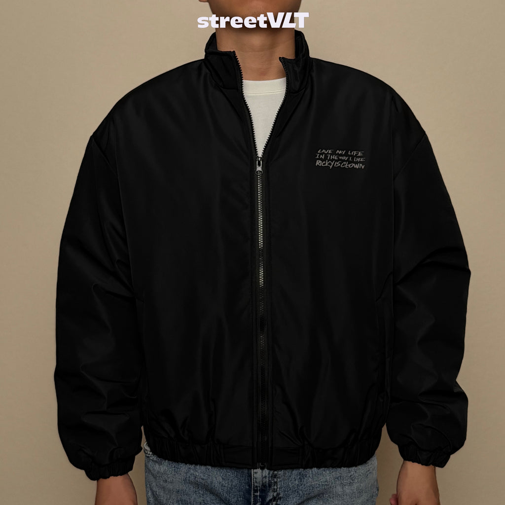 Ricky is Clown Vinyl Record Quilted Boxy Varsity Jacket