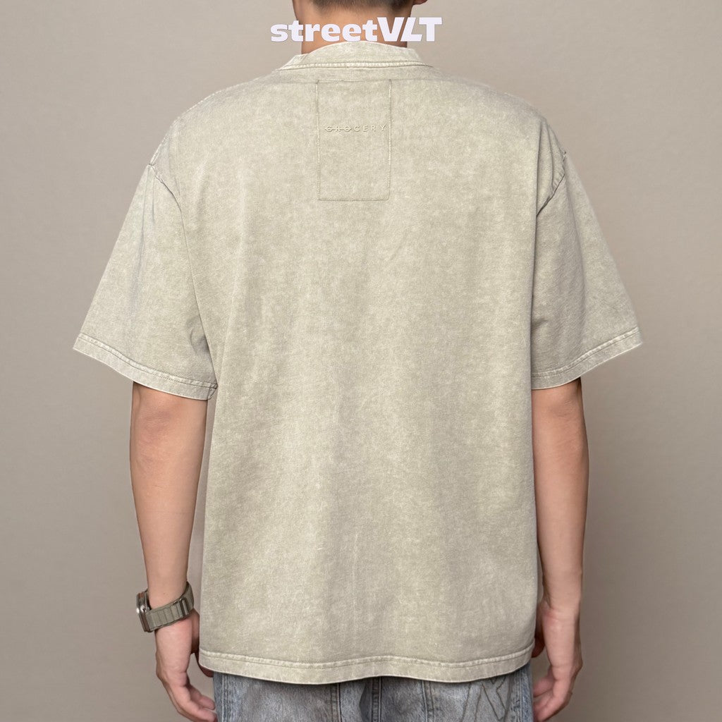 Gro Grocery Basic Washed Boxy Grey Olive Tee