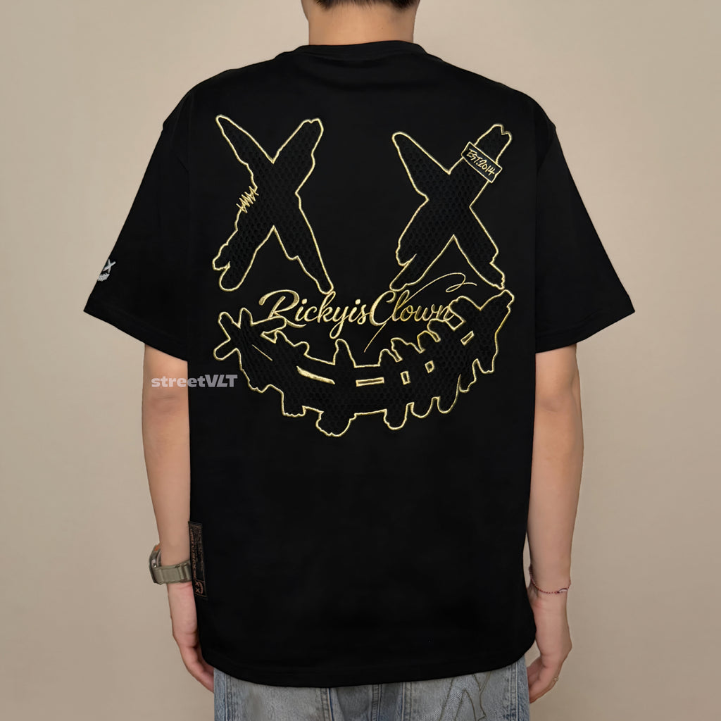 Ricky is Clown Black and Gold Mesh Tee