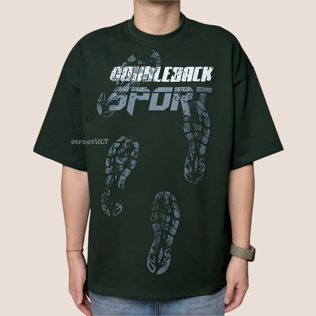 Doubleback Shoeprint Oversized Dark Green Tee